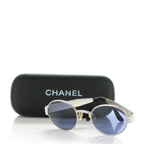 chanel silver round sunglasses